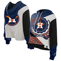 Women's New Era  Houston Astros Upcycled Color Block Cropped Boxy Hoodie