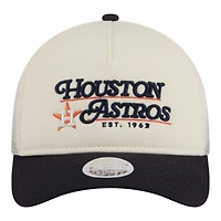 Casquette trucker ajustable New Era pour femme, beige clair/marine, Houston Astros Retro 9FORTY M-Crown A-Frame