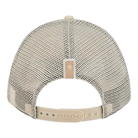 Casquette trucker ajustable New Era pour femme, beige clair, Houston Astros, écusson ton sur ton, modèle 9FORTY M-Crown A-Frame, avec patch M et couronne.