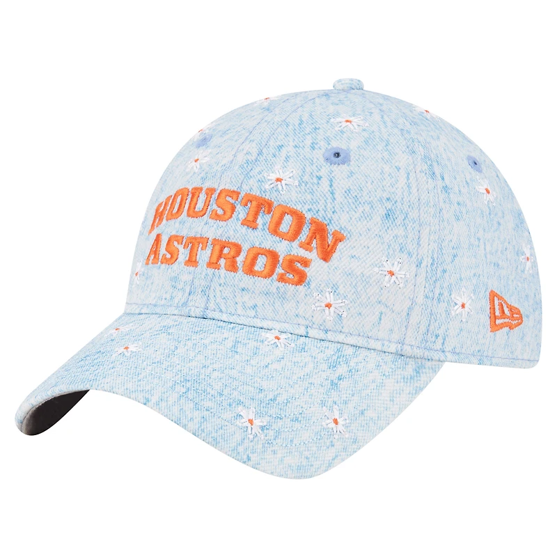 Women's New Era Light Blue Houston Astros Daisy All Over 9TWENTY Adjustable Hat