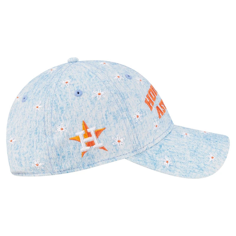 Women's New Era Light Blue Houston Astros Daisy All Over 9TWENTY Adjustable Hat