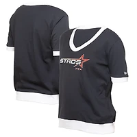 T-shirt col en V à strass City Connect 2025 des Astros de Houston, bleu marine, New Era pour femme
