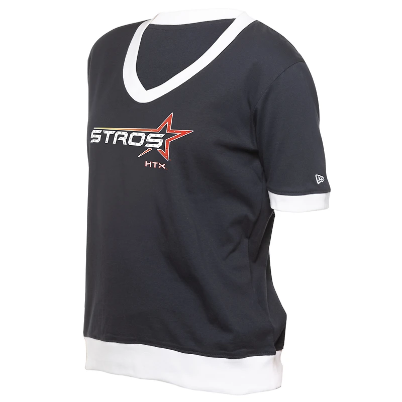 Women's New Era Navy Houston Astros 2025 City Connect Rhinestone V-Neck T-Shirt