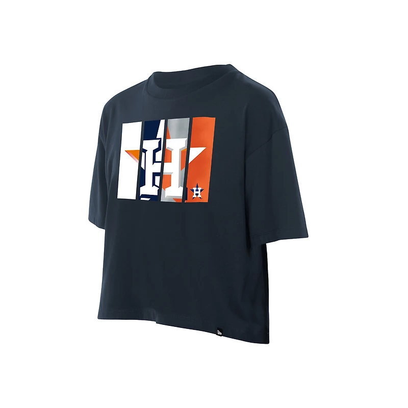 T-shirt New Era bleu marine pour femme avec logo en aluminium des Astros de Houston