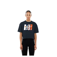 T-shirt New Era bleu marine pour femme avec logo en aluminium des Astros de Houston