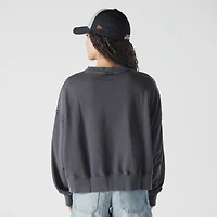 Sweat-shirt court à manches dolmen New Era bleu marine Houston Astros pour femme, coupe boxy délavé minéral