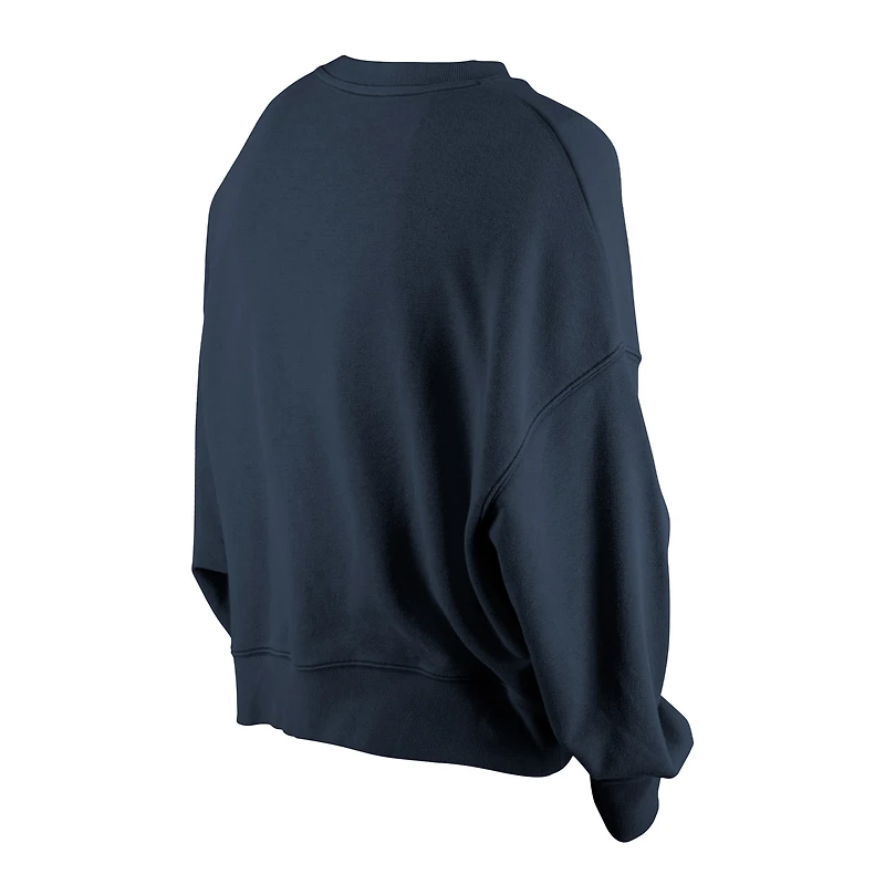 Sweat-shirt court à manches dolmen New Era bleu marine Houston Astros pour femme, coupe boxy délavé minéral