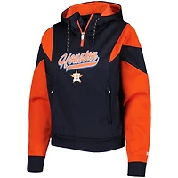 Sweat à capuche quart de zip en polaire color block New Era pour femmes, bleu marine, Houston Astros