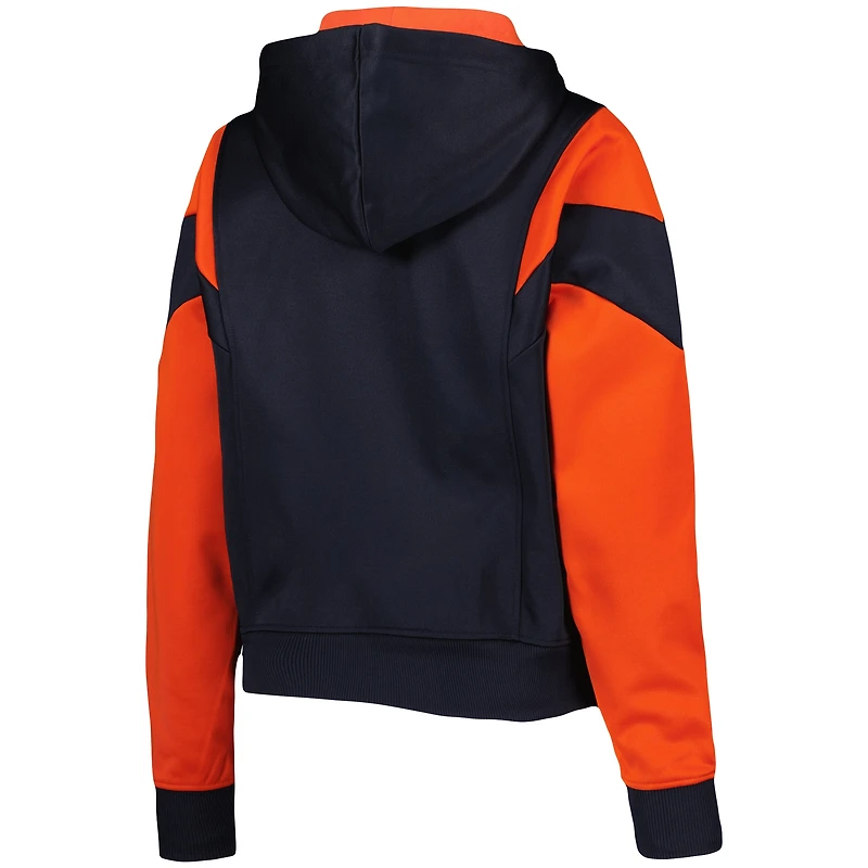 Sweat à capuche quart de zip en polaire color block New Era pour femmes, bleu marine, Houston Astros