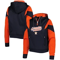 Sweat à capuche quart de zip en polaire color block New Era pour femmes, bleu marine, Houston Astros