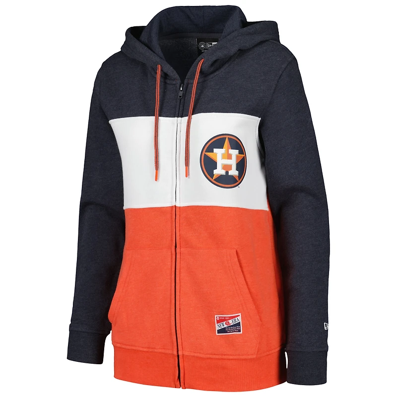 Veste à capuche entièrement zippée New Era pour femmes, Houston Astros, color block, bleu marine