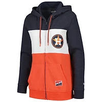 Veste à capuche entièrement zippée New Era pour femmes, Houston Astros, color block, bleu marine