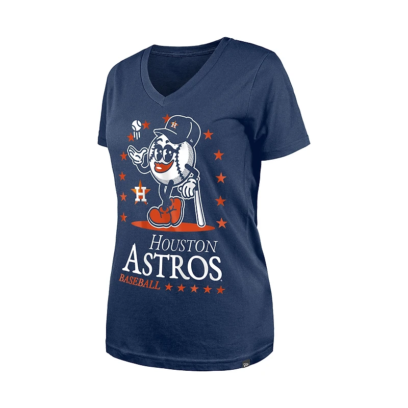 Women's New Era Navy Houston Astros Little Miss 2 V-Neck T-Shirt