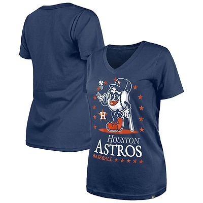 T-shirt col V Little Miss 2 bleu marine New Era pour femme des Houston Astros