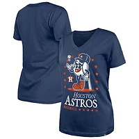 T-shirt col V Little Miss 2 bleu marine New Era pour femme des Houston Astros