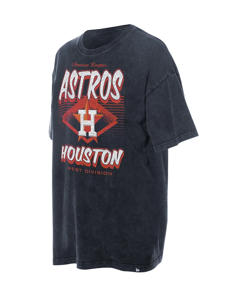 T-shirt oversize délavé minéral New Era bleu marine des Astros de Houston pour femme