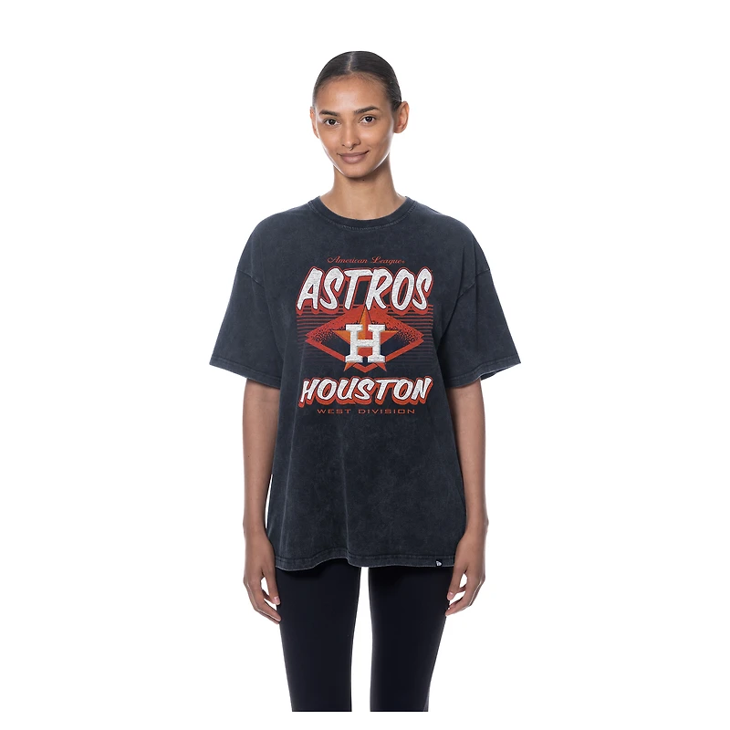 T-shirt oversize délavé minéral New Era bleu marine des Astros de Houston pour femme