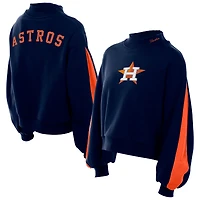 Women's New Era  Navy Houston Astros Mock Neck Balloon Sleeve Sweatshirt
