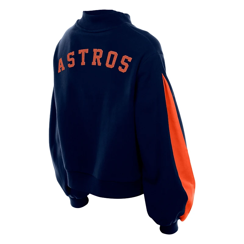 Sweat-shirt à manches ballon et col montant bleu marine des Astros de Houston pour femme New Era