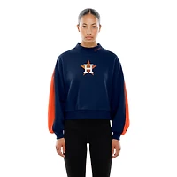 Women's New Era  Navy Houston Astros Mock Neck Balloon Sleeve Sweatshirt