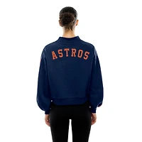 Women's New Era  Navy Houston Astros Mock Neck Balloon Sleeve Sweatshirt