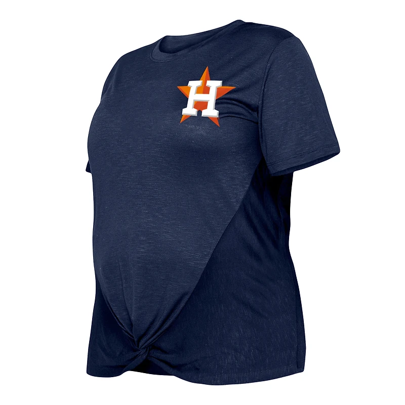 Women's New Era Navy Houston Astros Plus Two-Hit Front Knot T-Shirt
