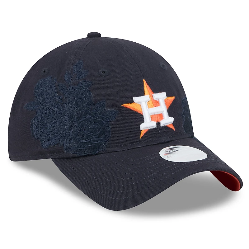 Women's New Era Navy Houston Astros Roses 9TWENTY Adjustable Hat