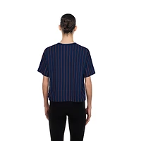 Women's New Era  Navy Houston Astros Throwback Meshback Pinstripe Boxy T-Shirt