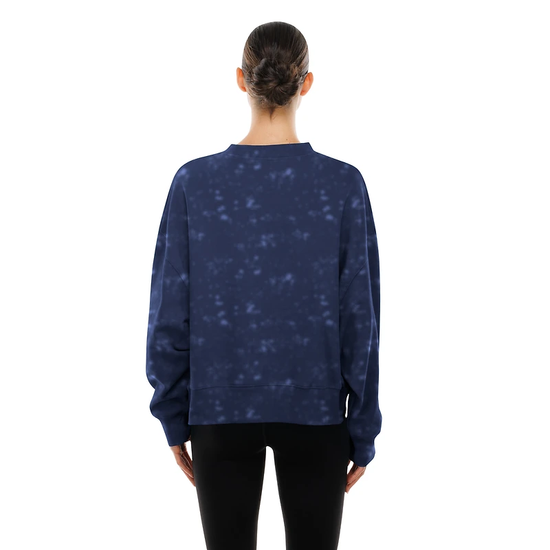 Women's New Era  Navy Houston Astros Throwback Oversized Boxy Sweatshirt