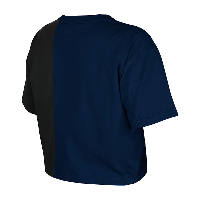 Women's New Era Navy Houston Astros Upcycled Colorblocked Boxy Cropped T-Shirt