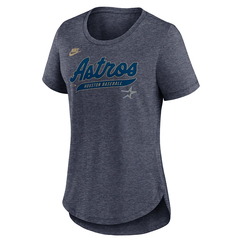 Women's Nike Heather Navy Houston Astros Cooperstown Collection Tri-Blend T-Shirt