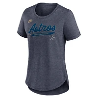Women's Nike Heather Navy Houston Astros Cooperstown Collection Tri-Blend T-Shirt