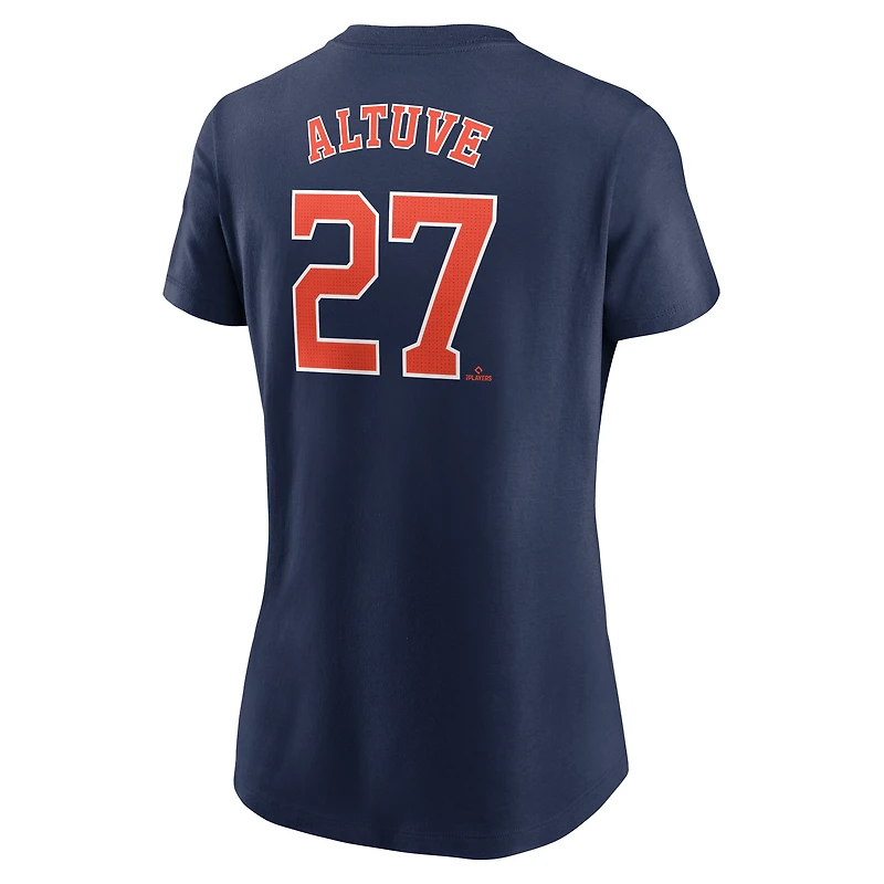 T-shirt Nike Jose Altuve bleu marine Houston Astros Cooperstown Collection Fuse avec nom et numéro pour femme