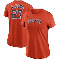 T-shirt avec nom et numéro des Astros de Houston Nike Jose Altuve orange pour femme
