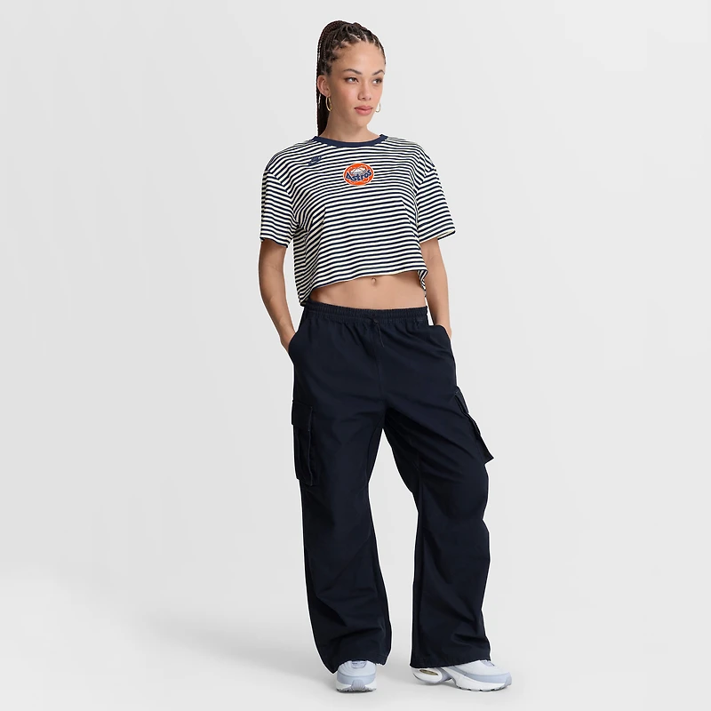T-shirt court rayé Nike pour femme, bleu marine/crème, collection Houston Astros Cooperstown