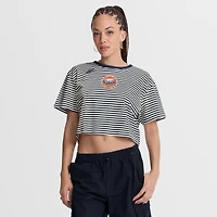 T-shirt court rayé Nike pour femme, bleu marine/crème, collection Houston Astros Cooperstown
