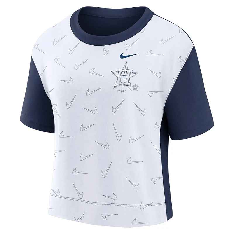 T-shirt Nike Houston Astros Line Up High Hip Fashion pour femme - Bleu marine/blanc