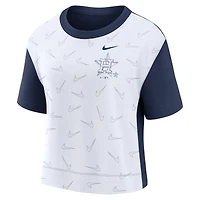 T-shirt Nike Houston Astros Line Up High Hip Fashion pour femme - Bleu marine/blanc