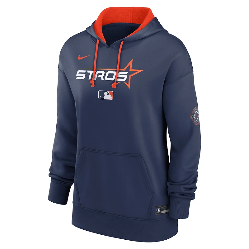 Sweat à capuche Nike Therma bleu marine Houston Astros 2025 City Connect Authentic Collection pour femme
