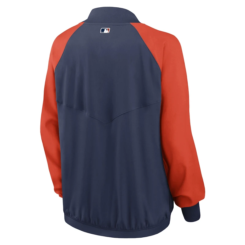 Veste de sport raglan zippée intégrale Nike Houston Astros Authentic Collection pour femme, bleu marine