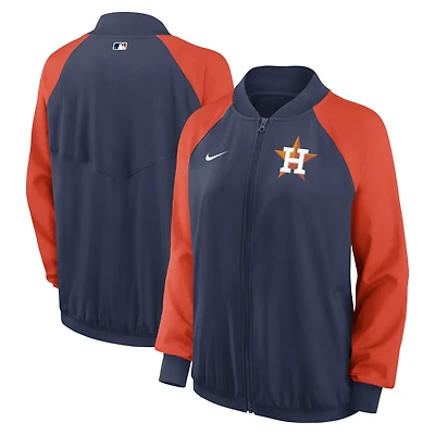 Veste de sport raglan zippée intégrale Nike Houston Astros Authentic Collection pour femme, bleu marine