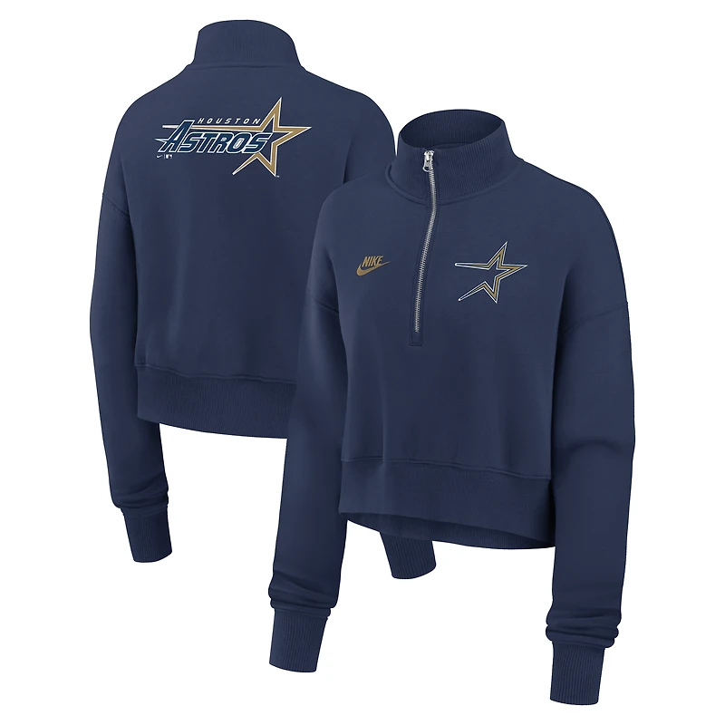 Women's Nike Navy Houston Astros Cooperstown Collection Phoenix Fleece Half-Zip Sweatshirt