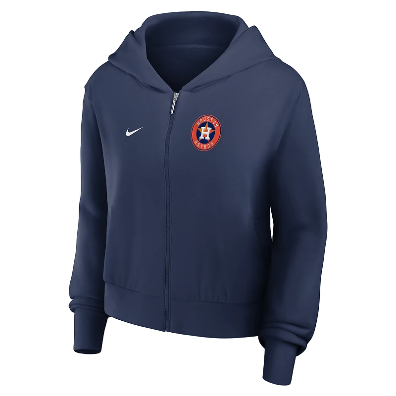 Sweat à capuche Nike bleu marine Houston Astros Cropped Chill entièrement zippé pour femme