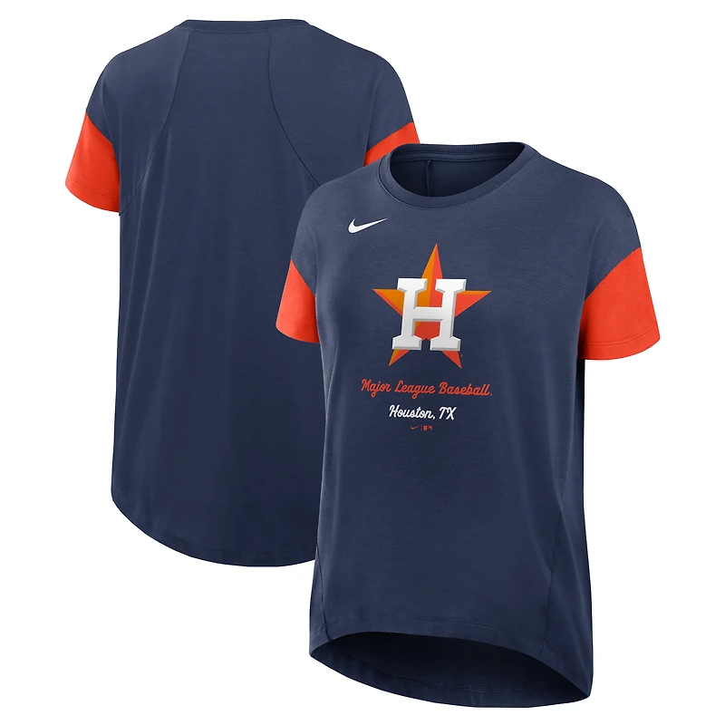 T-shirt Nike bleu marine Houston Astros Flowy Fashion Tri-Blend Dri-FIT pour femme