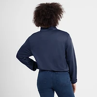 Women's Nike Navy Houston Astros Rewind Splice Half-Zip Semi-Cropped Bubble Hem Sweatshirt