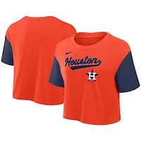 Women's Nike Orange/Navy Houston Astros Script Dri-FIT Cropped T-Shirt