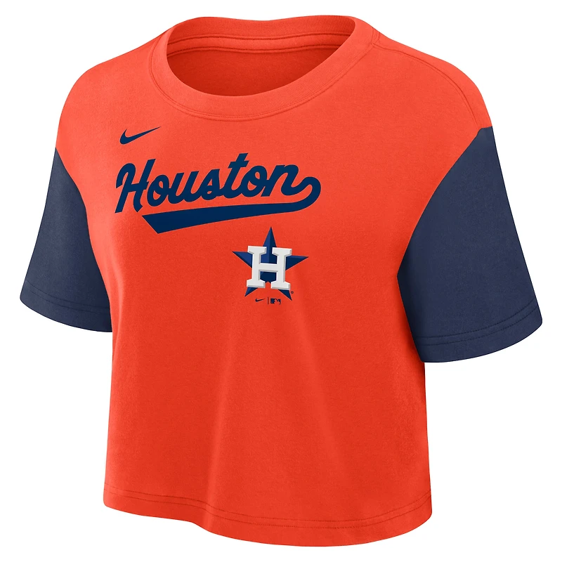 T-shirt court Nike Orange/Bleu marine Houston Astros Performance pour femme