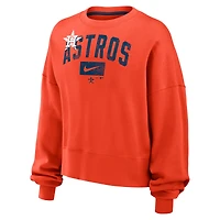 Women's Nike Orange Houston Astros Oversized Cropped Pullover Sweatshirt