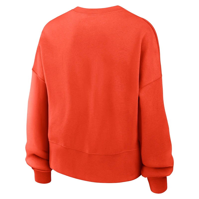 Women's Nike Orange Houston Astros Oversized Cropped Pullover Sweatshirt