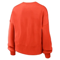 Women's Nike Orange Houston Astros Oversized Cropped Pullover Sweatshirt